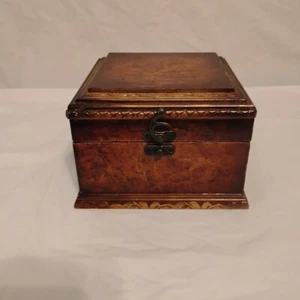 Decorative Wooden Jewelry Box with Latch Vintage Style Chest 6 3/4"x6 3/4"x4 1/2 - Picture 1 of 6