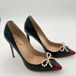 FOWT Women Pearl Bow Pumps Gradient Cap Toe Stiletto Pumps Classic Pumps - Picture 1 of 7