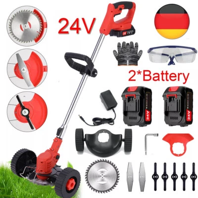 24V Akku Rasentrimmer Motorsense Freischneider Elektro Kantenschneider + 2 Akku - Bild 1 von 4