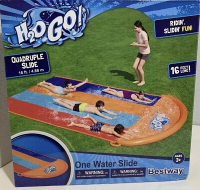 H2O Go Quadruple Slide Slip N Slide Outdoor Inflatable Play Bounce Summer - Image 1 of 2