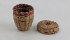 Antique / Vintage Sweet Grass Miniature Woven Basket Thimble Case with Lid