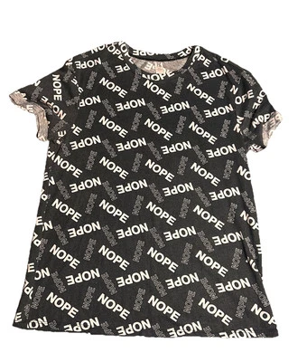 Hybrid Rose T Shirt Black And White Nope All Over Print Womens Size Large  - Image 1 of 4