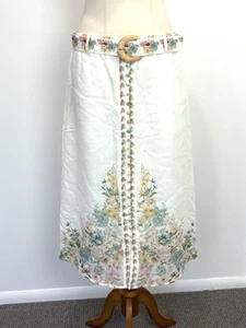 G.D.S. by Helenam Womens Skirt M Pretty White Floral Pencil Linen Fairy Summer - Picture 1 of 11