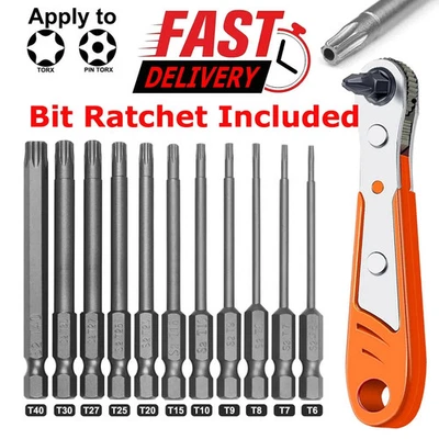 12pcs T6-T40 Magnetic Head Torx Screwdriver Bit Set Security Tamper Proof Star - Image 1 of 4