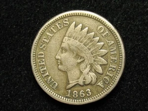 🔥 OLD COIN SALE- VF 1863 INDIAN HEAD COLLECTIBLE U.S. CENT PENNY 🔥 LOT B7 - Picture 1 of 2