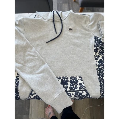 Sudadera con Capucha Burton Durable Goods Gris Negro Estampado Bolsillo Talla S Foto 1 de 4