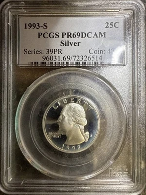 1993 S Quarter Dollars Silver Mint State and Proofs PCGS PR-69 DCAM Silver - Image 1 of 2