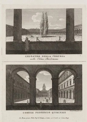 RINALDI (19.Jhd) nach Unbekannt (19.Jhd), Rom, CHIOSTRO DELLA CERTOSA., KSt. - Bild 1 von 4