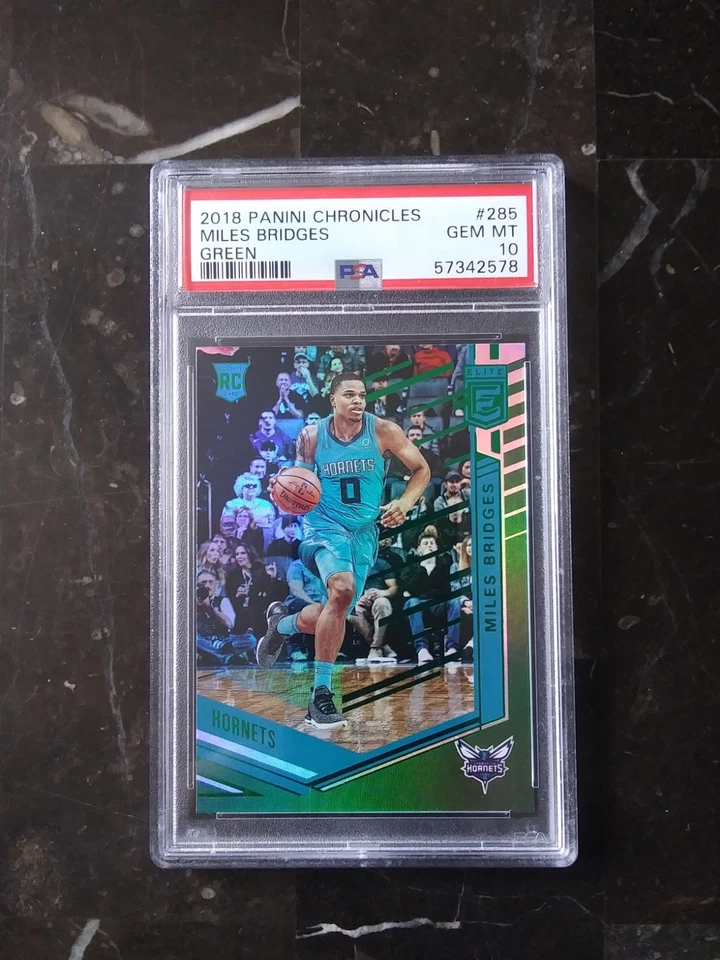 2018 Panini Chronicles Green PSA Pop 1 of 2 Miles Bridges ROOKIE #285 PSA 10 GEM - Image 1 of 2