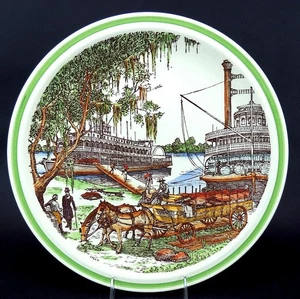 Vernon Kilns Calif Pottery Bits of The Old South Down on the Levee Chop Plate EX - Picture 1 of 4