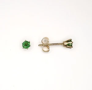 3 mm Round Tsavorite Garnet 14k Yellow Gold Small Stud Post Earrings - Picture 1 of 3