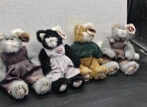 Ty Attic Treasures Cat Lot (4) 1993 Jointed Plush Pouncer Whiskers Purrcy - Picture 1 of 11