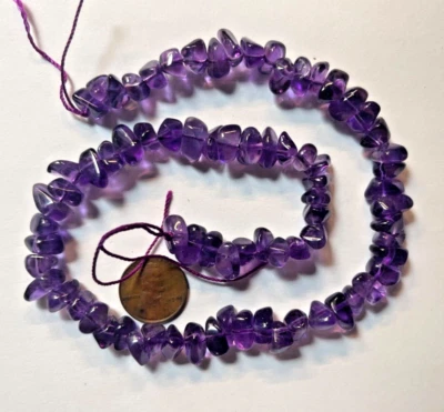 ¡¡PEPITAS DE AMATISTA GENUINA DE HERMOSA CALIDAD 16" 12X6 MM POR DEBAJO AL POR MAYOR!!! Foto 1 de 4