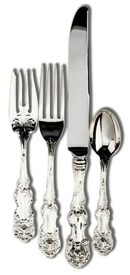 León Plata de Ley por Wallace NUEVO 4 piezas Juego de Cena con Caja Foto 1 de 4