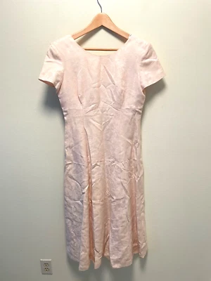 Vestido Vintage Talbots Mujer 8 Pequeño Mezcla de Lino Floral Damasco Femenino Años 90 Foto 1 de 4