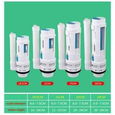 Split Toilet Cistern Outlet Valve Dual Flush Drop Water Four Heights Universal - Image 1 of 4