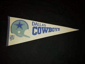 Vintage 1960's Dallas Cowboys Football One Bar Helmet White Felt Pennant Rarer - Picture 1 of 7