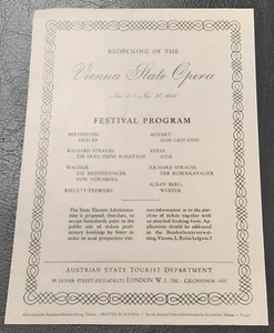 1955 Flyer Reopening of The Vienna State Opera Festival Austrian State Tourism - Picture 1 of 2