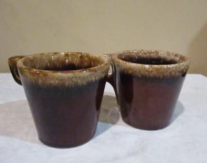 Hull Pottery Brown Drip Glaze Coffee Mugs, Oven Proof USA , 3.25"T/9 oz (2pc) - Picture 1 of 6