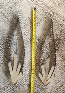 Vtg Nelson Metal Brutalist Wall Art 24" Set Of 2 MCM Sculpture Signed - Picture 1 of 8