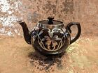 T. Dern & Sons Silver Overlay Brown Teapot Floral Tunstall England Antique