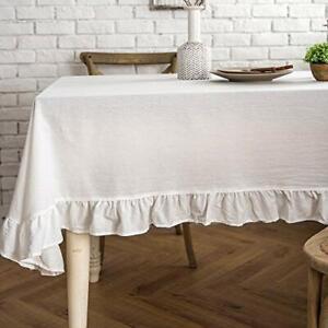Lahome Rustic Ruffled Linen Tablecloth  Assorted Sizes , Item Shapes , Colors 