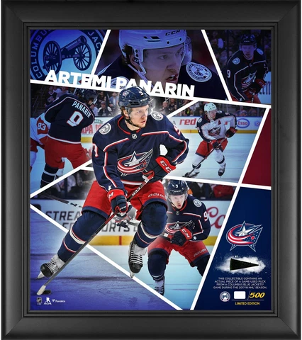 Artemi Panarin Columbus Jackets FRMD 15x17 Impact Collage w/Piece GU Puck LE/500 Cover