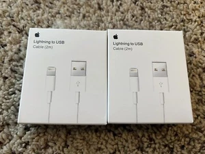 Apple Lightning to USB Cable 6ft / 2M - White (LOT Of 2) - Picture 1 of 5