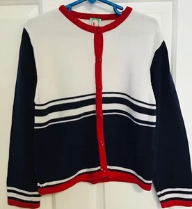 VINTAGE GYMBOREE CARDIGAN 2001 XL 6 yrs white navy red EXCELLENT CONDITION! - Picture 1 of 3