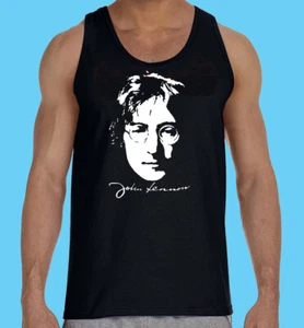 Schwarzes Tanktop, klassisch Lennon, Beatles 70er Rock & Roll 100% Baumwolle - Bild 1 von 2