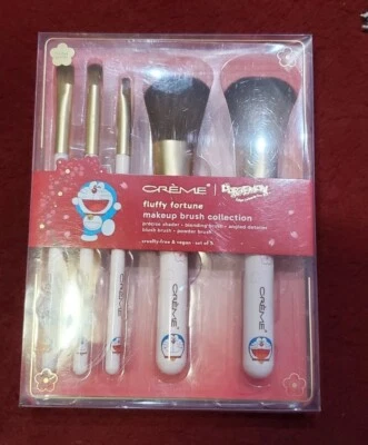 Crème Doraemon Fluffy Fortune Makeup Brush Collection - Set Of 5 Brushes - Creme - Image 1 of 2