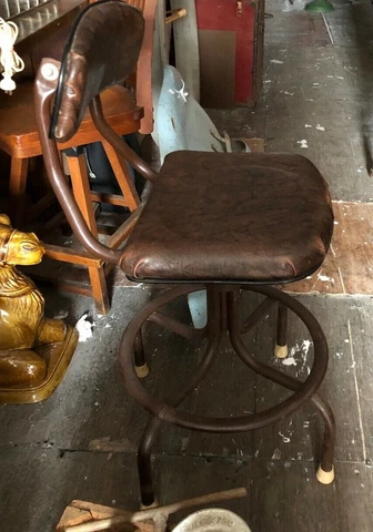 Industrial Western Electric Operator Stool Drafting Chair Vintage Bar Adjustable Cover