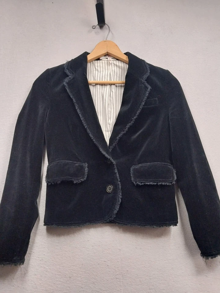 Jaqueta Joie Velour Blazer Feminina Tamanho Médio 2 Botões Forrada 100% Algodão - Imagem 1 de 4