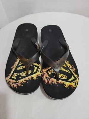 DC Comics Superman Black Logo Flip Flop Casual Superhero Sandals Size 9 - Image 1 of 3