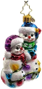 Christopher Radko Pupazzi di Neve Glowmen Decorazione Albero di Natale Glitterato 1017212 - Foto 1 di 11