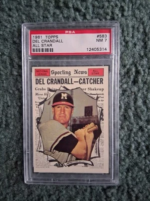 1961 TOPPS BASEBALL SET DEL CRANDALL ALL-STAR #583 PSA 7 NM, High-Number! *RARE* - Image 1 of 2