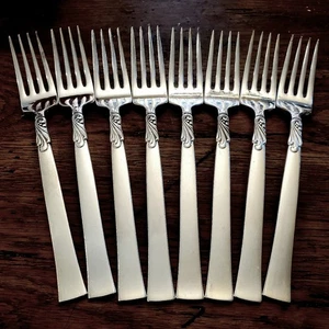 Tenedores de cena MCM 8 Oneida Nobility Wind Song plato de plata vintage 1955 ¡BRILLANTES! - Imagen 1 de 10
