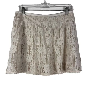 American Eagle Skirt Women's Size 8 Above Knee Mini Lace Lined Ivory Floral - Picture 1 of 13