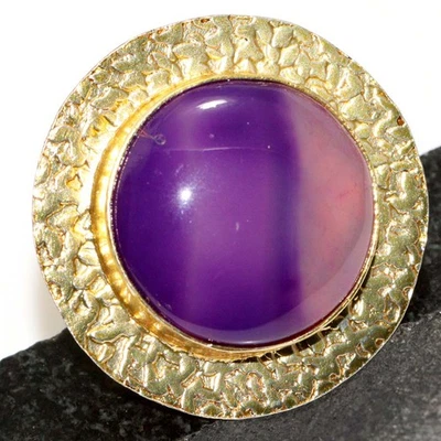 Anillo enchapado en oro ágata púrpura de Botsuana US 10 joyas estéticas JW Foto 1 de 3
