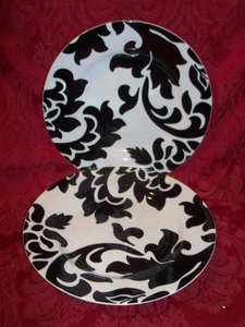 2 Martha Stewart Lisbon Plate Black Salad Plates. EXCELLENT! MORE AVAILABLE - Picture 1 of 3