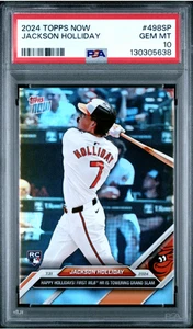 Jackson Holliday RC 2024 Topps Now Short Print #498SP Orioles PSA 10 GEM MT - Bild 1 von 2