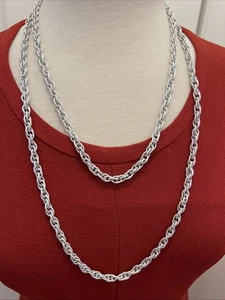 Vintage Silberfarbene Kette 34" Halskette 8923 - Bild 1 von 8