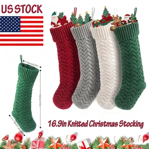 Medias de Navidad de 16,9" rojas tejidas medias árbol de Navidad colgante decoración regalos - Imagen 1 de 18