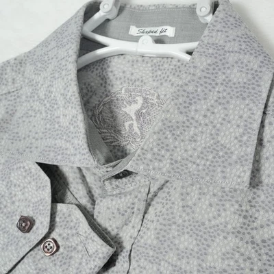 Bugatchi Shaped Fit Men’s L Gray Abstract Leopard Spot Long Sleeve Button Shirt - Image 1 of 4