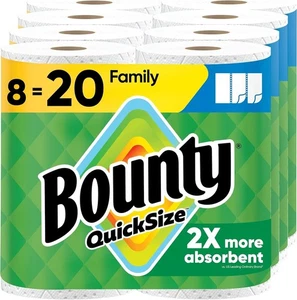Bounty Asciugamani di Carta a Dimensioni Rapide, Bianco, 8 Rotoli Famiglia 20 Rotoli Regolari - Foto 1 di 12