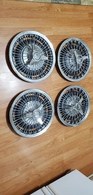 CHEVROLET 1964-1967  IMPALA - NOVA WIRE HUBCAPS WITH SPINELS-GREAT CONDITION - Image 1 of 4