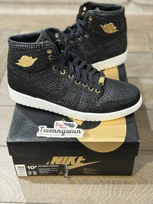 Air Jordan 1 ретро оригинальная высокая вершина черное золото размер 10,5 - Изображение 1 из 4