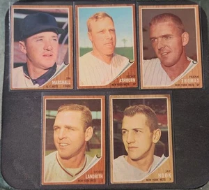 NEW YORK METS 5-CARD VINTAGE LOT 1962 Topps MARSHALL/ASHBURN/LANDR./THOMAS/HOOK - Picture 1 of 7