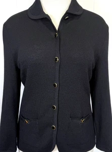St.John knit black jacket with pockets size 10 - Picture 1 of 4
