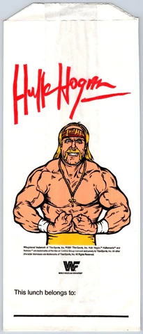 Hulk Hogan 1991 Un-Used Vintage Hulkamania Paper Lunch Bag WWF Wrestling Legend Cover